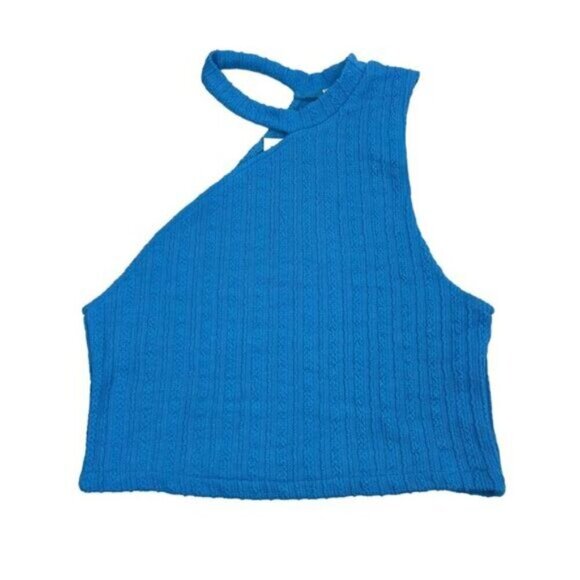 Zara Cable Knit Cut Out Blue Top Large - Picture 5 of 7